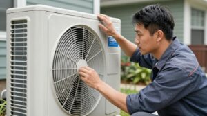 Rheem AC unit repair by 911 Mechanical technician.