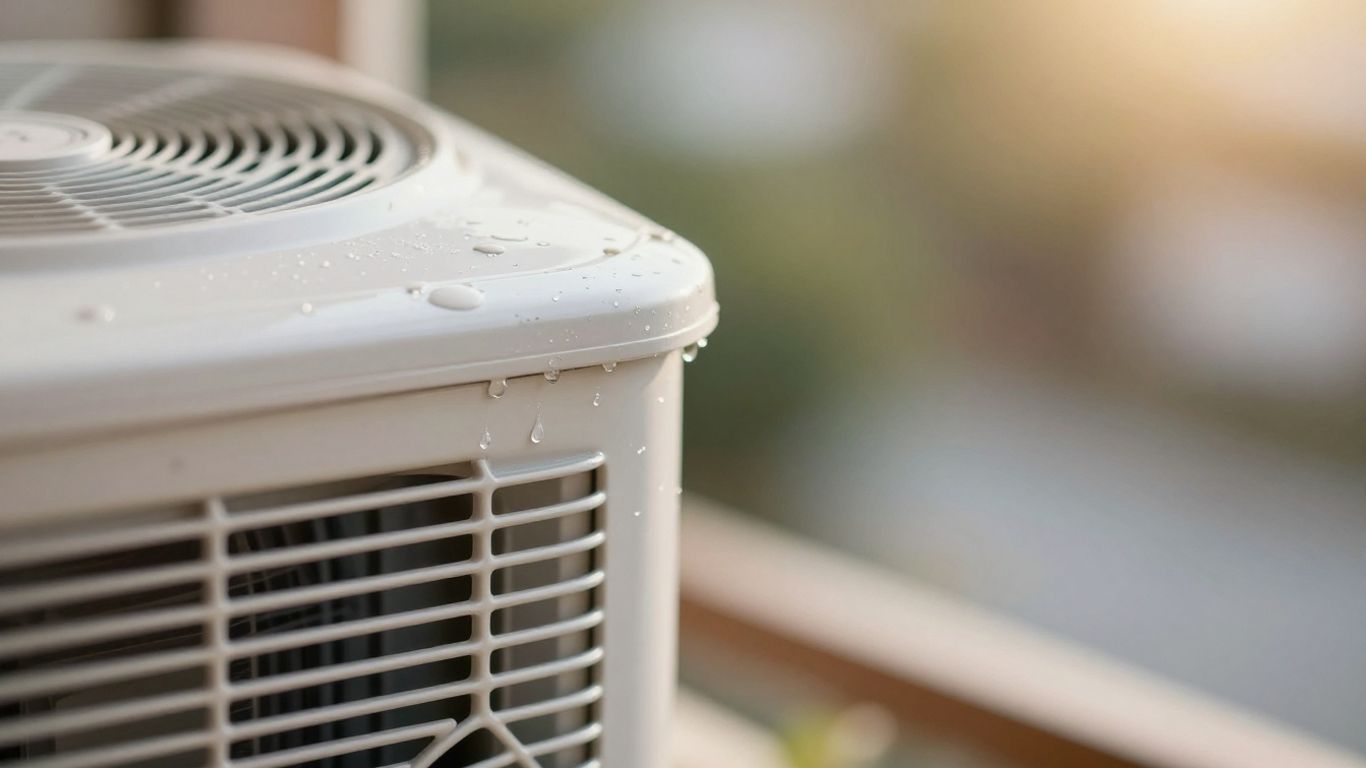 Air conditioner unit with condensation dripping.