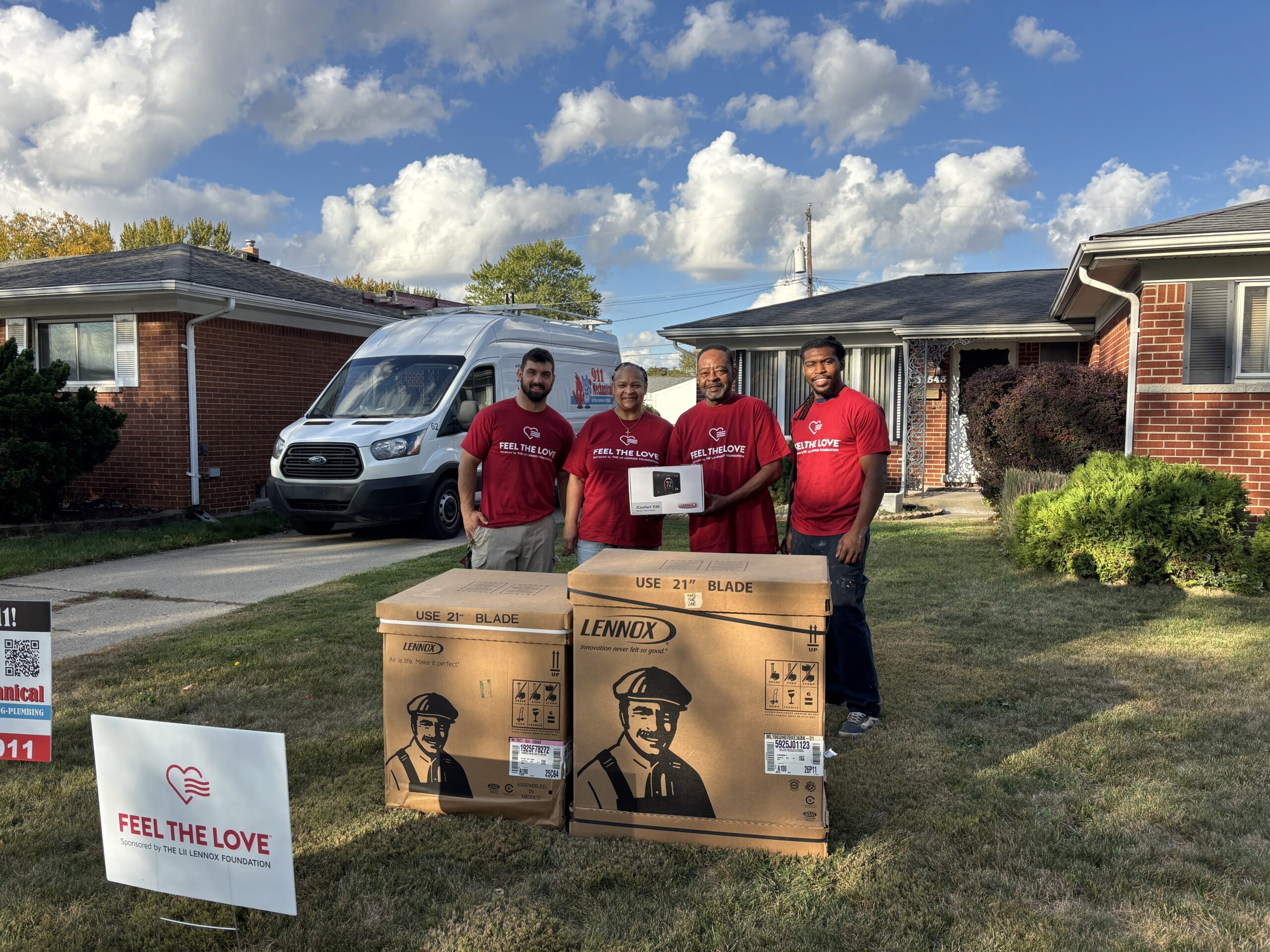 A front yard photo of the FTL New Lennox equipment recepient with our 911 Mechanical Heating, Cooling, and Plumbing team.