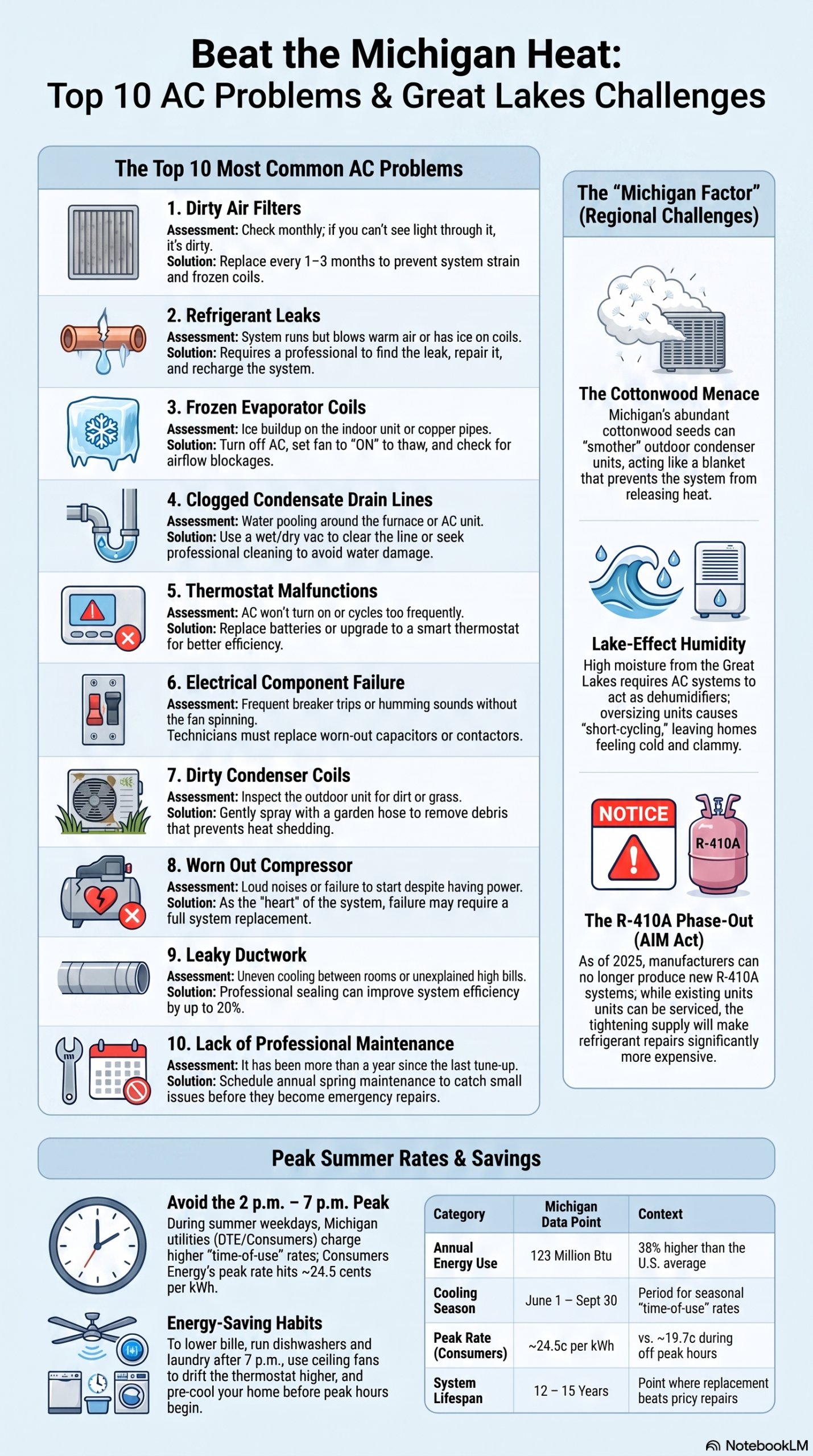 Michigan AC Problems and Savings Infographic