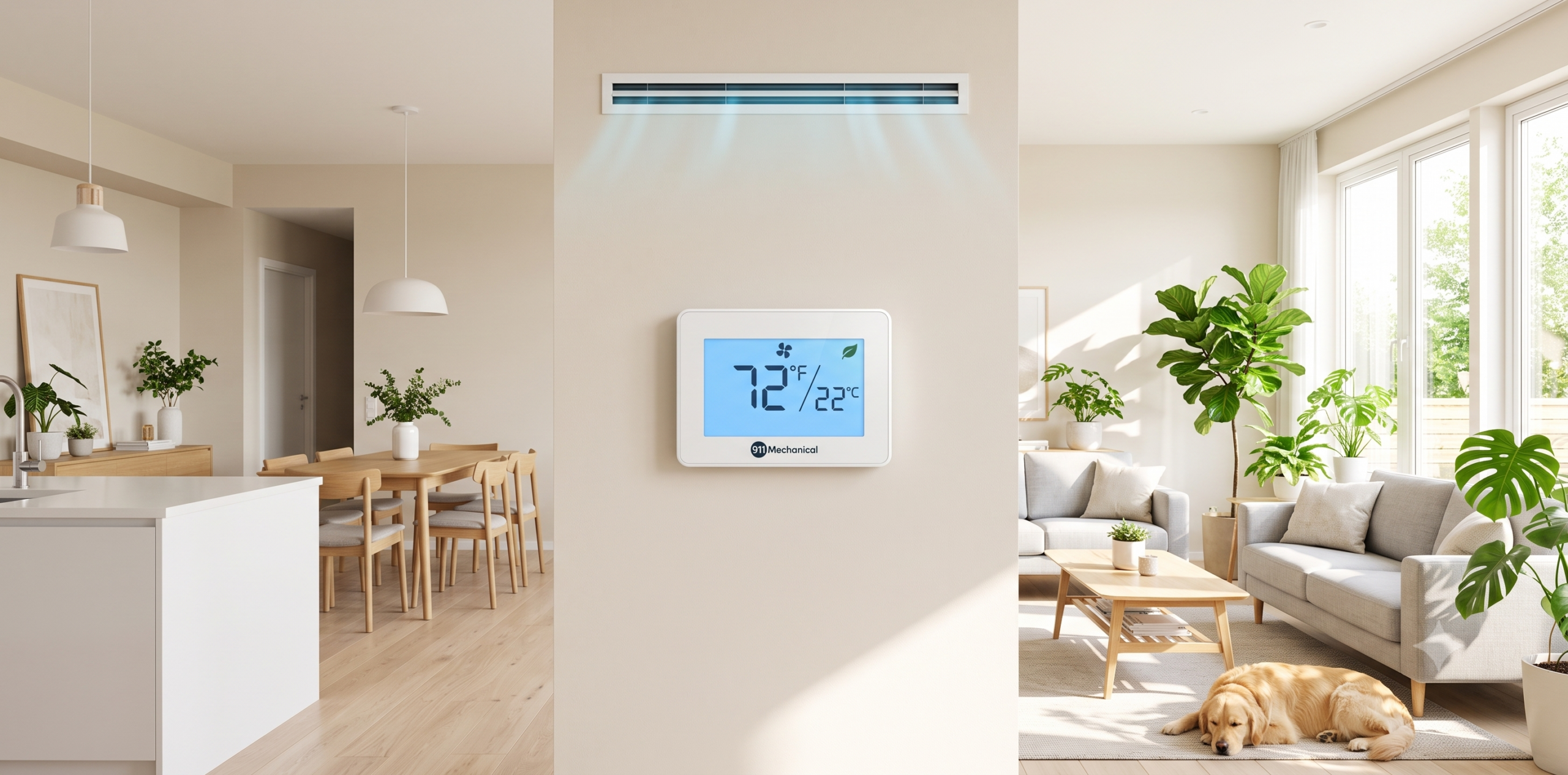 A comfortable and energy-efficient home cooled by a professionally maintained air conditioner.