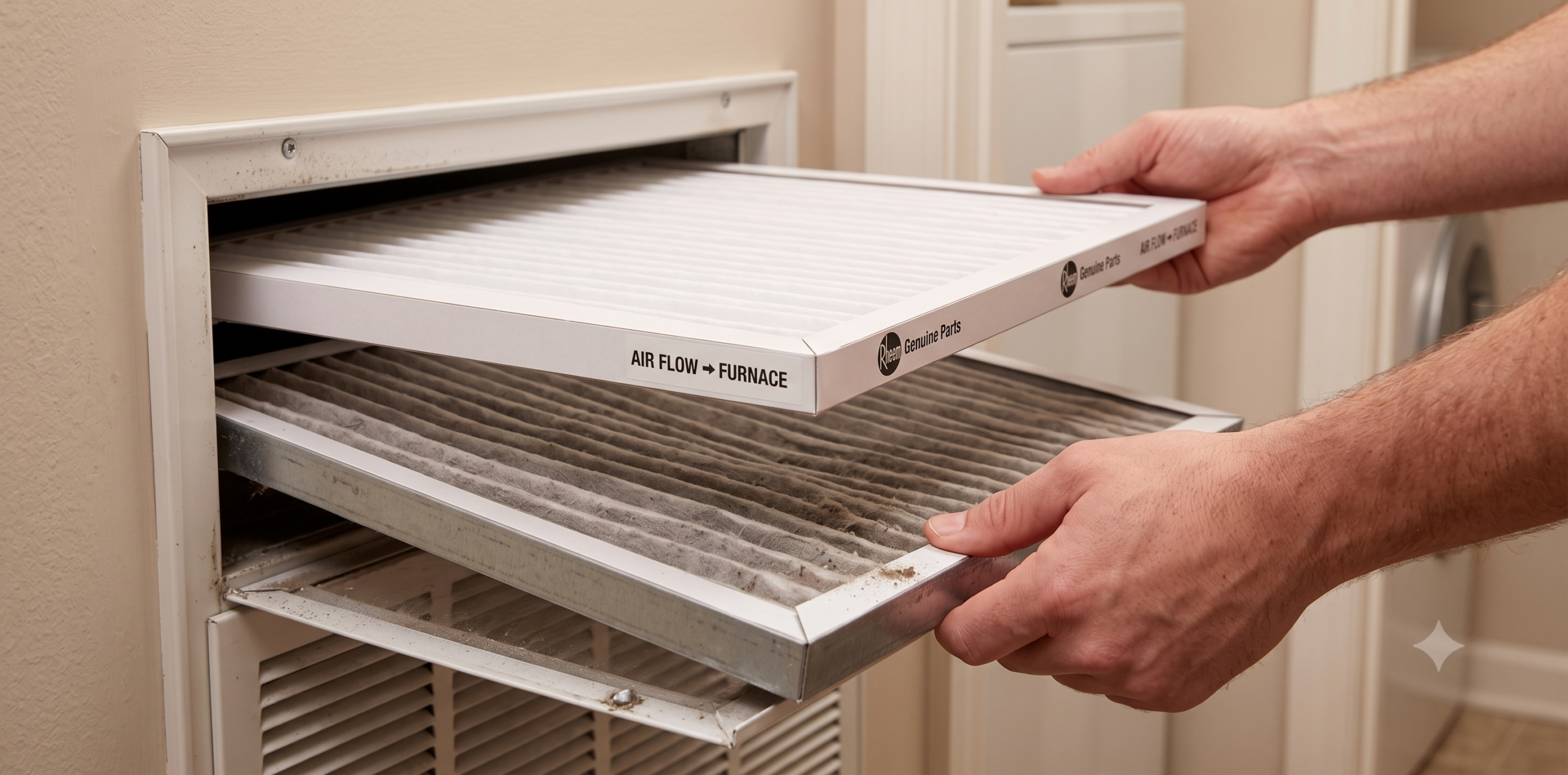 Changing a dirty air filter with a new clean filter to prevent AC leaking.