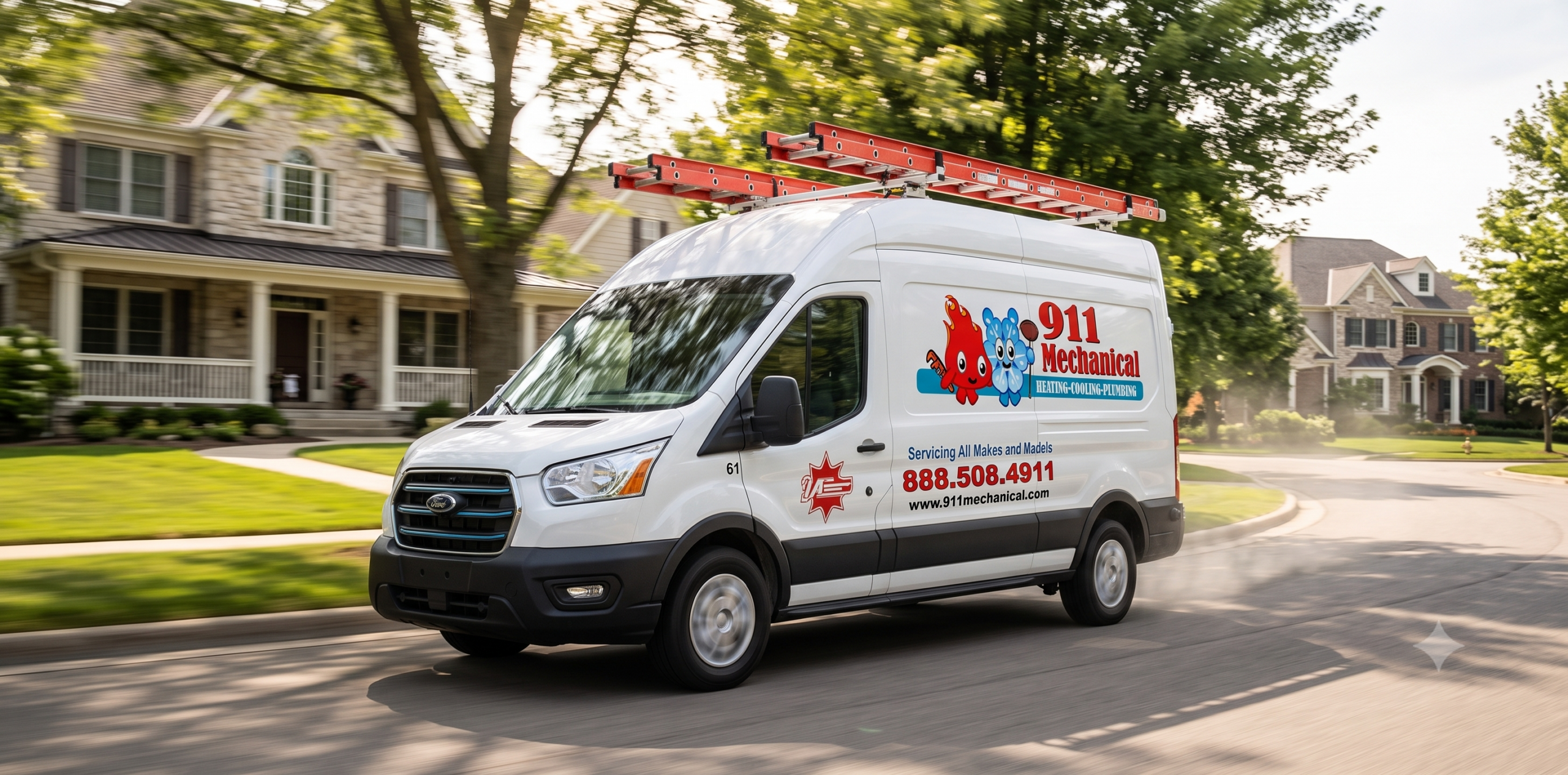  911 Mechanical service van providing same-day AC repair in Rochester Hills.