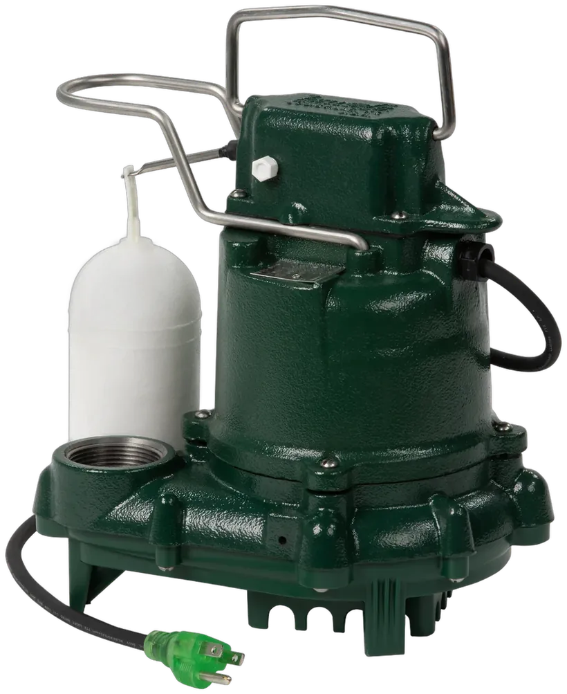 Zoeller M53 cast-iron sump pump with stainless steel handle and vertical float switch